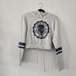 True Religion Gray Cropped Hoodie Sweater